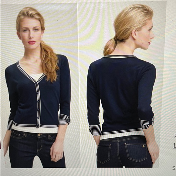 Kate Spade Roscoe Stripe Trim Cardigan - Picture 8 of 8